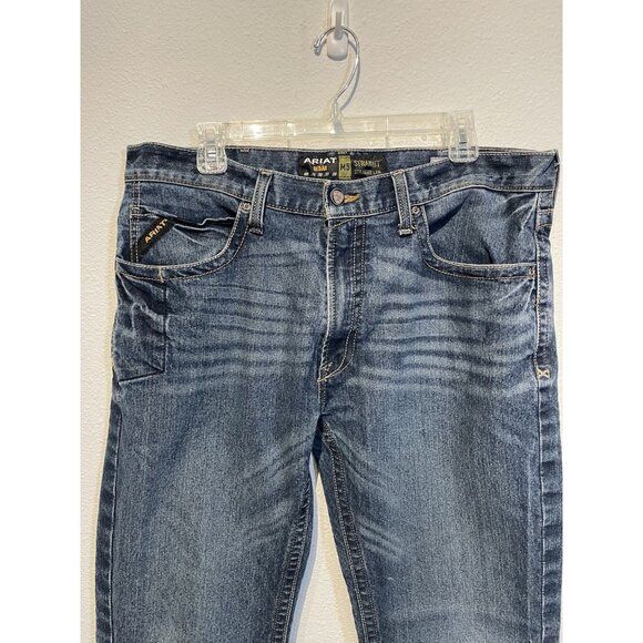 Ariat Mens Rebar M5 Straight Western Blue Jeans Med Rise Mens Size 36/32 *Flaw - Picture 1 of 12